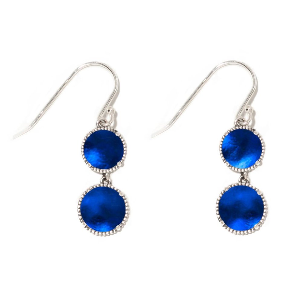 Recycled Vintage 1960's Cobalt Skin Cream Jar Sterling Silver Double Take Earrin